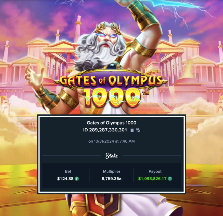 Gates of Olympus 1000 $1.1M win Stake